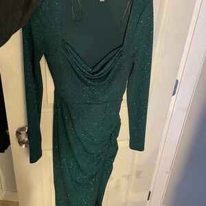 Elegant Green Long Sleeve Dress